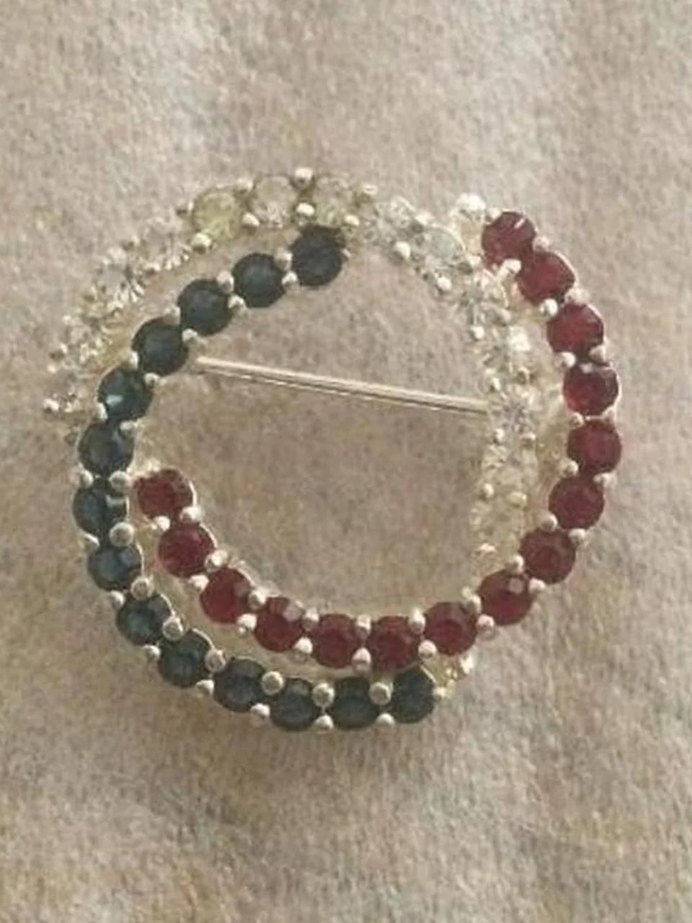 Patriotic Rhinestone Monet Pin